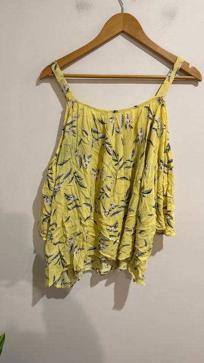 Anthem Yellow Floral Print Off Shoulder Top Size 10