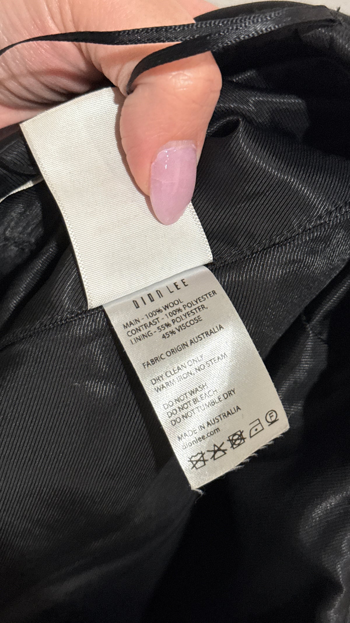 Dion Lee Black Twist Front Wool Mini Skirt Size 6