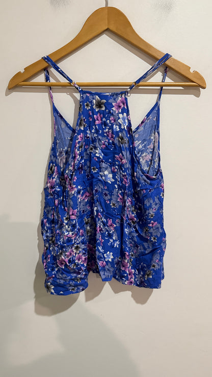 MINKPINK Size M Blue Floral Print Strappy Cami Top