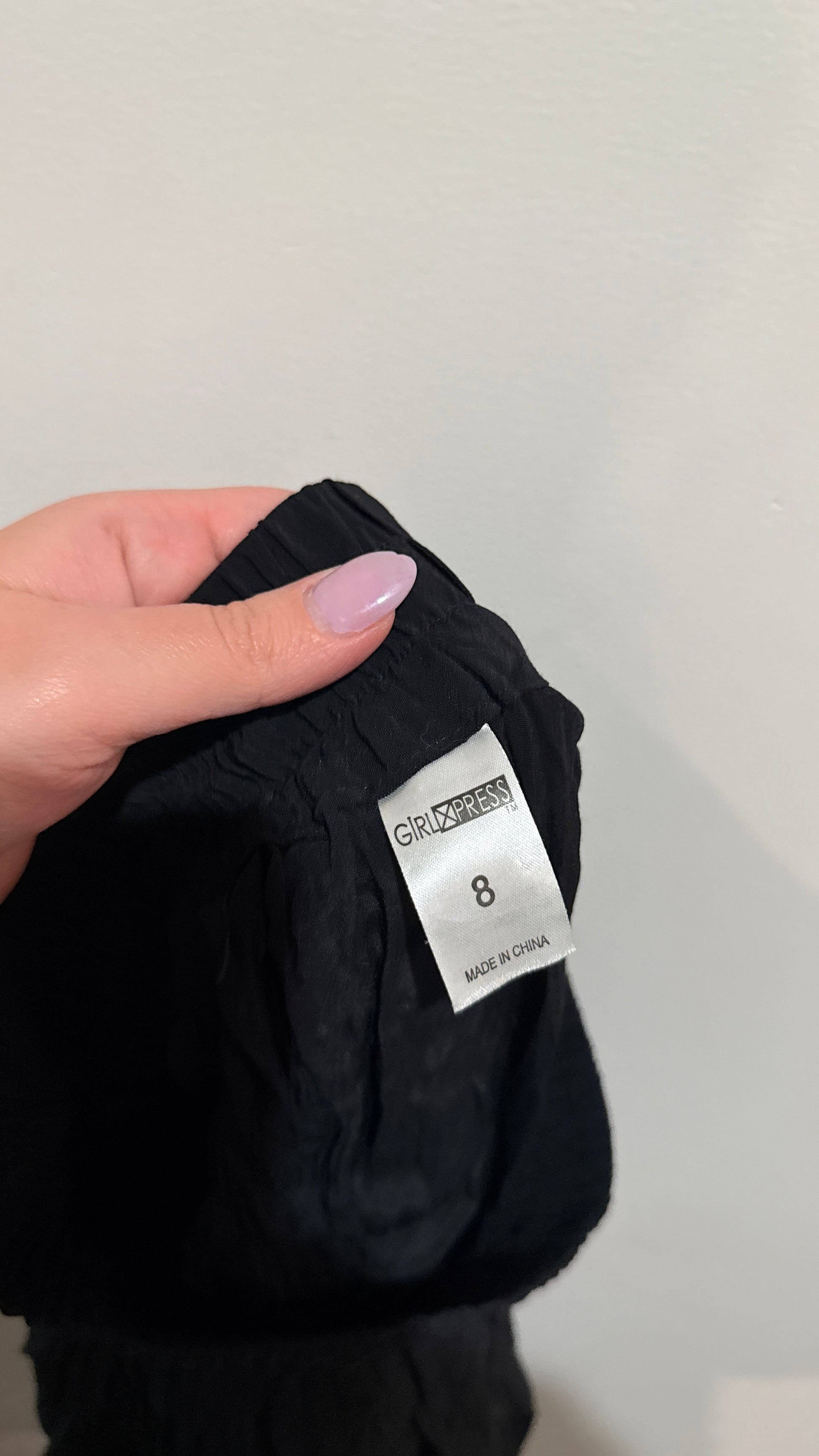 Girl Xpress Black Elastic Waist Mini Skirt Size 8