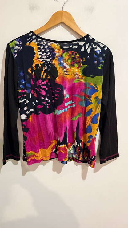 Brand Unknown Abstract Print Embroidered Long Sleeve Top Size M