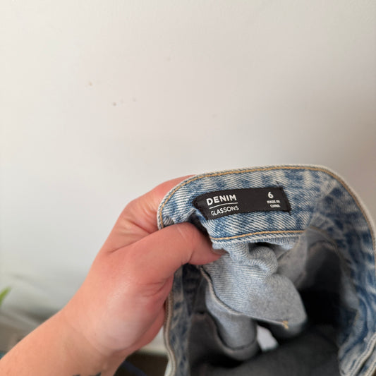 Glassons Denim Size 6 Acid Wash Mini Skirt