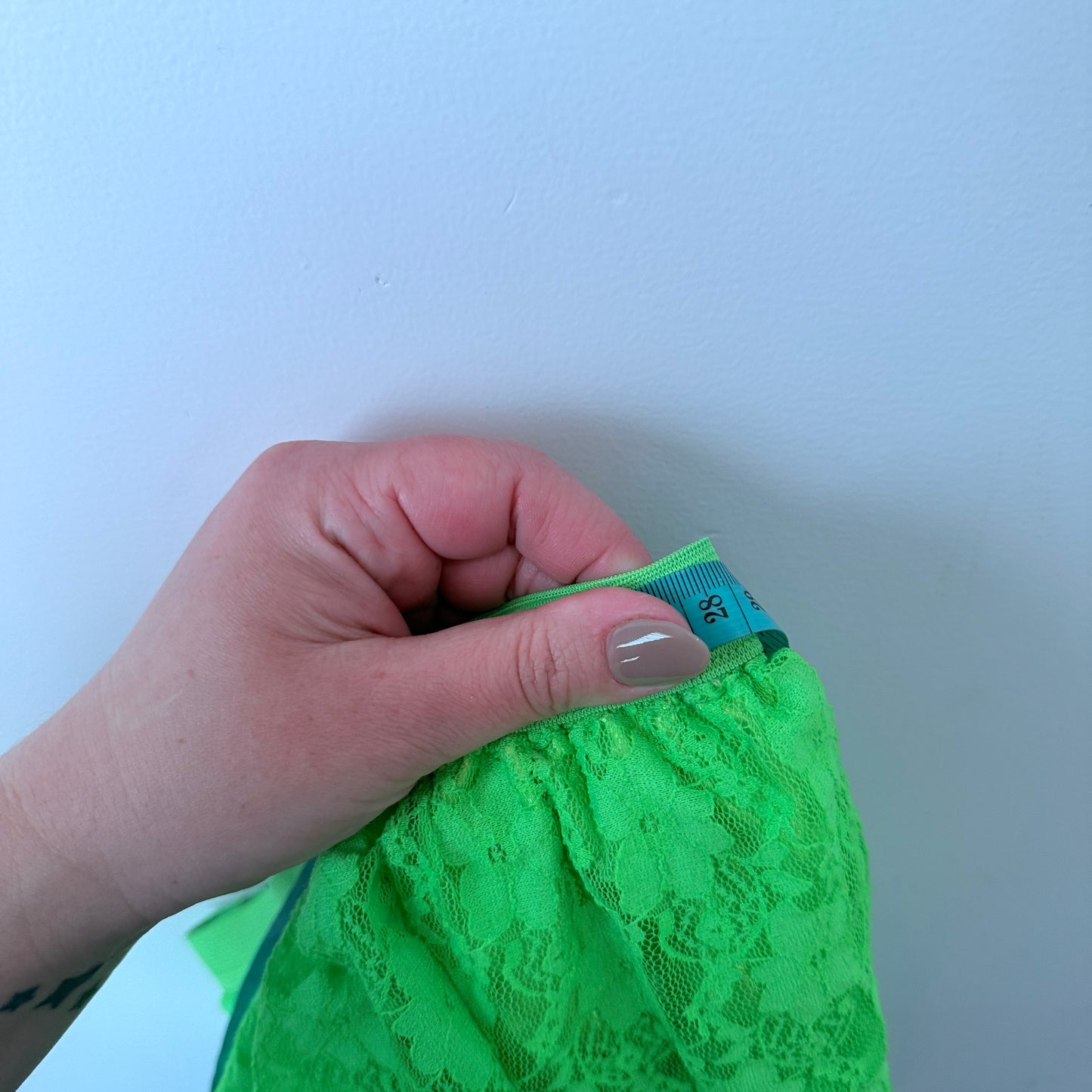 Girls Waist 56cm Neon Green Tiered Lace Ruffle Skirt