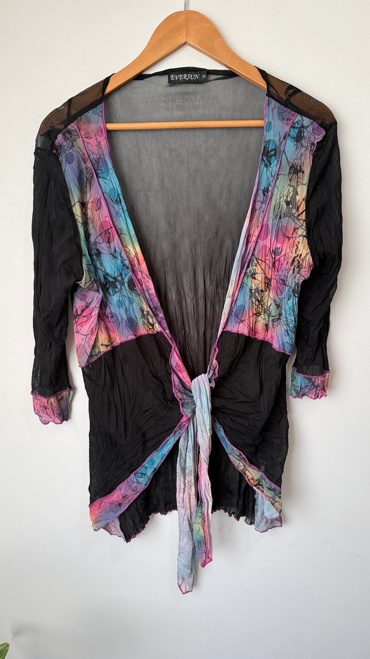 Eversun Size 12 Mesh Tie Front Cardigan