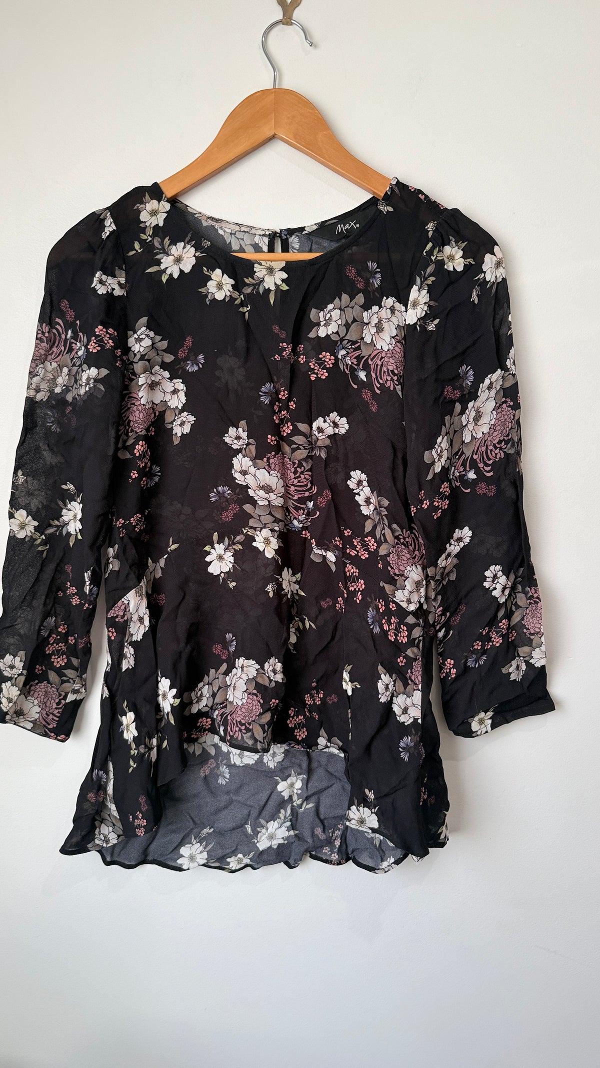 Max Size 6 Floral Print Sheer Top