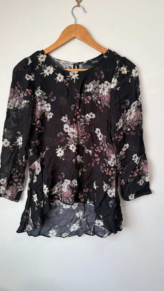 Max Size 6 Floral Print Sheer Top