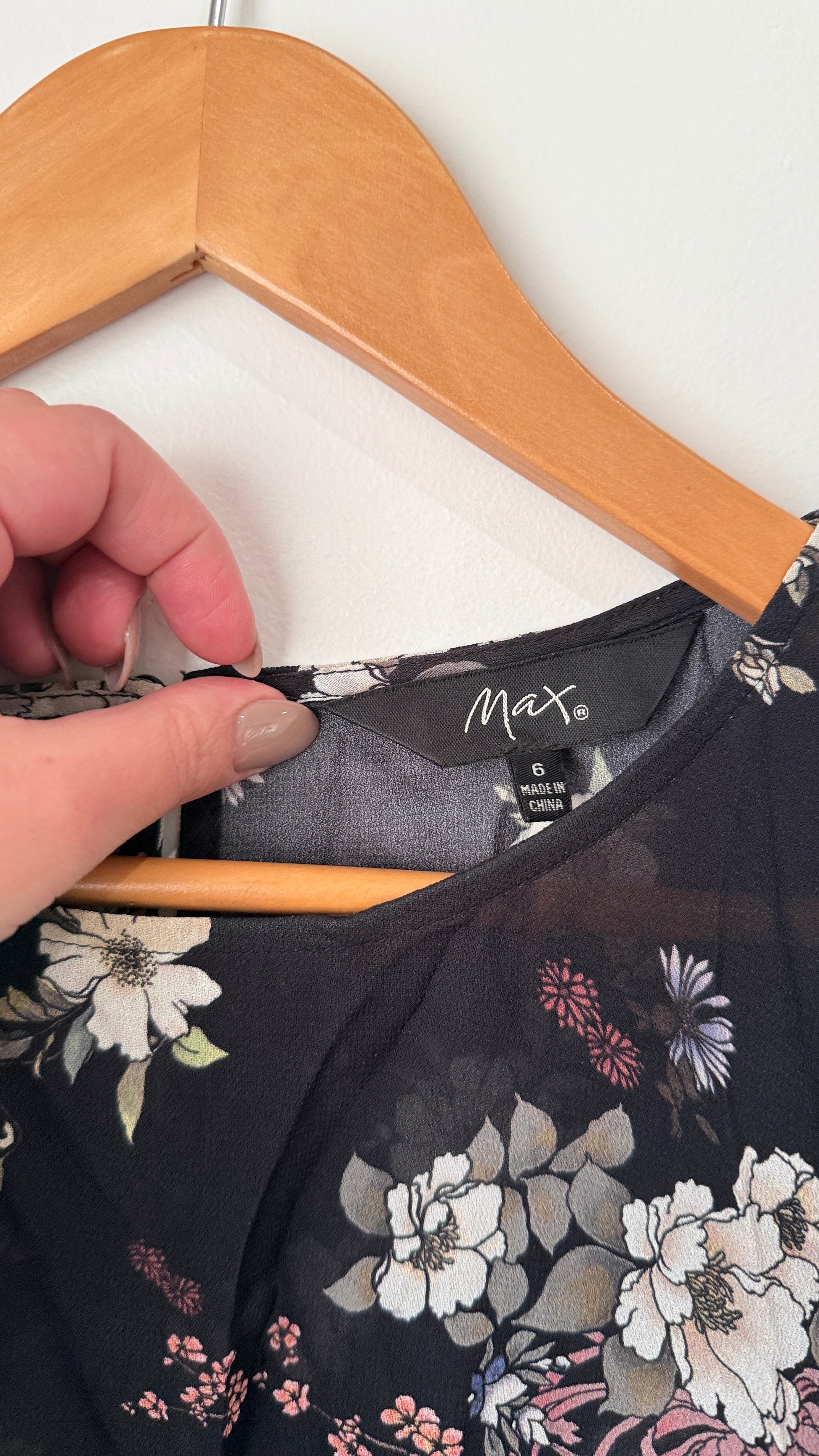Max Size 6 Floral Print Sheer Top