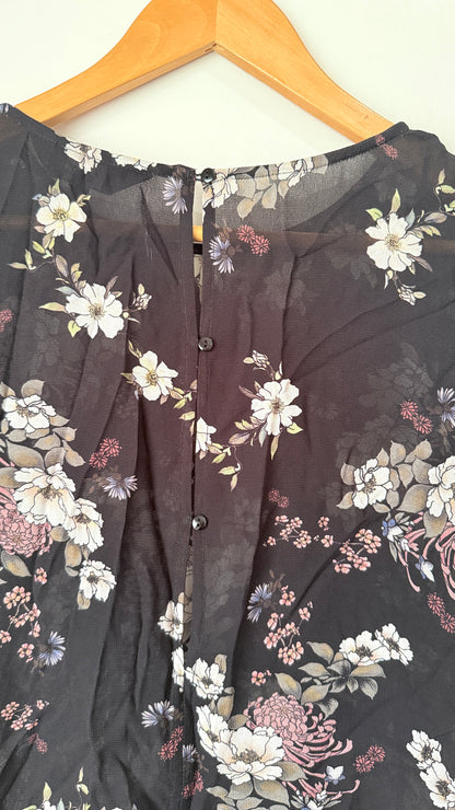 Max Size 6 Floral Print Sheer Top