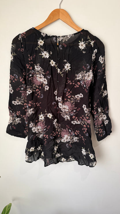 Max Size 6 Floral Print Sheer Top