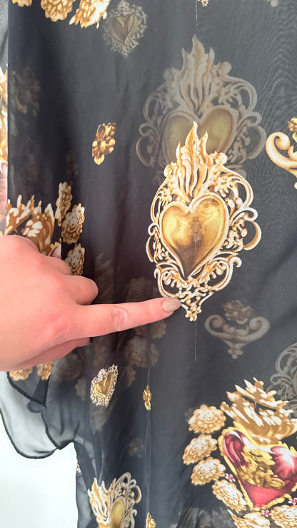 Merric Size 10 Sacred Heart Print Sheer Top