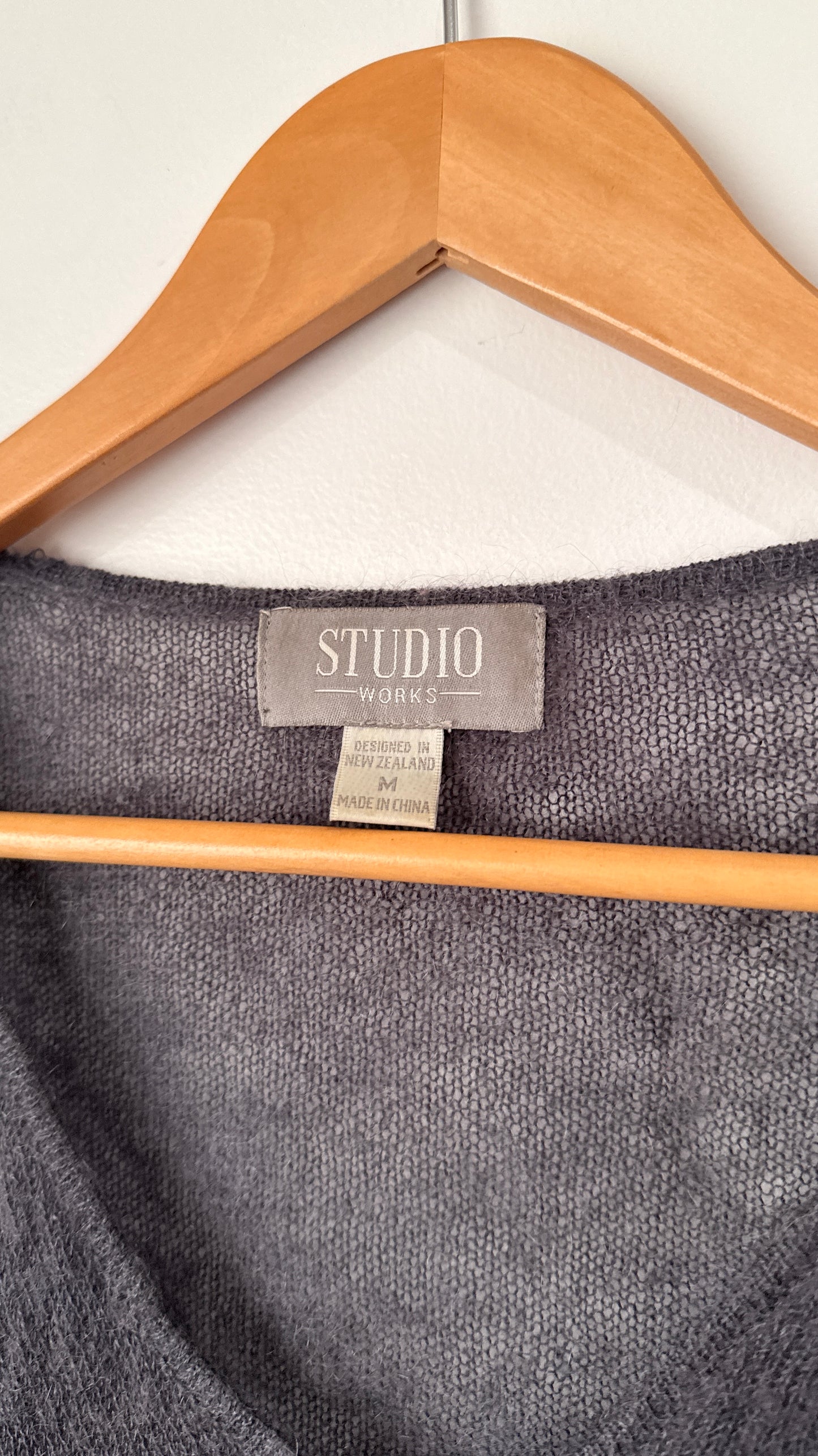 Studio Works Size M Sheer Knit V Neck Top