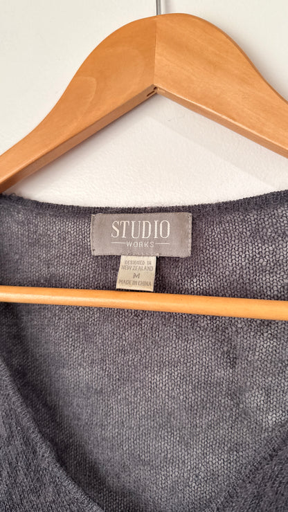 Studio Works Size M Sheer Knit V Neck Top