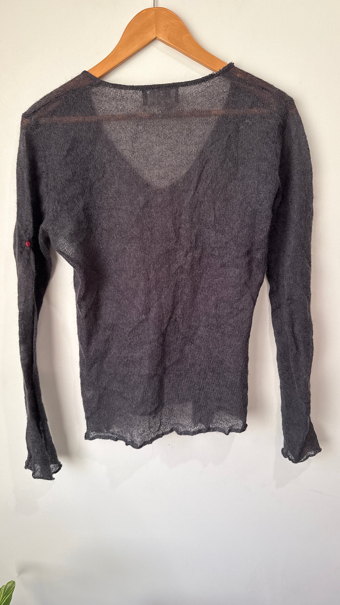 Studio Works Size M Sheer Knit V Neck Top