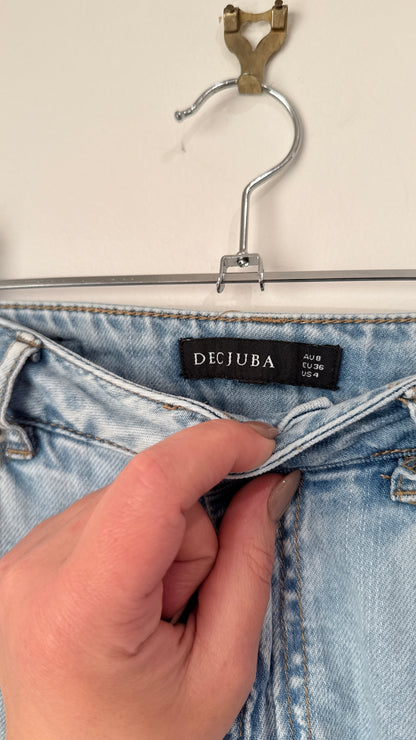 Decjuba Size AU 8 Light Wash Wide Leg Jeans