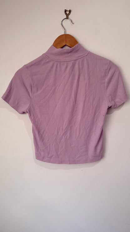 Glassons Size M Ribbed Mock Neck Crop Top