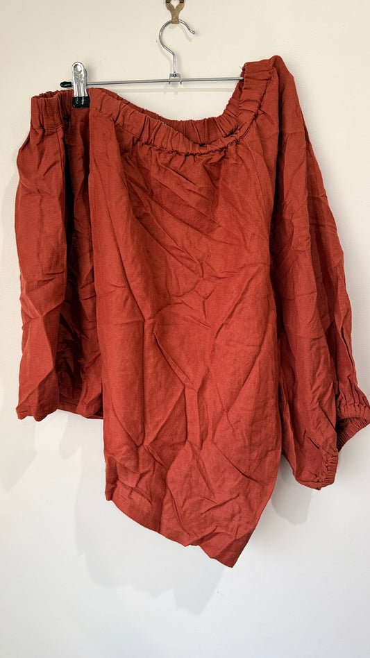 Decjuba Size L Off Shoulder Linen Blend Top