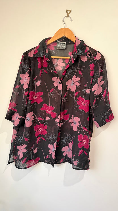 Brand Unknown Size M Floral Print Sheer Top