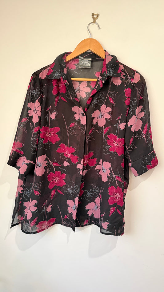 Brand Unknown Size M Floral Print Sheer Top