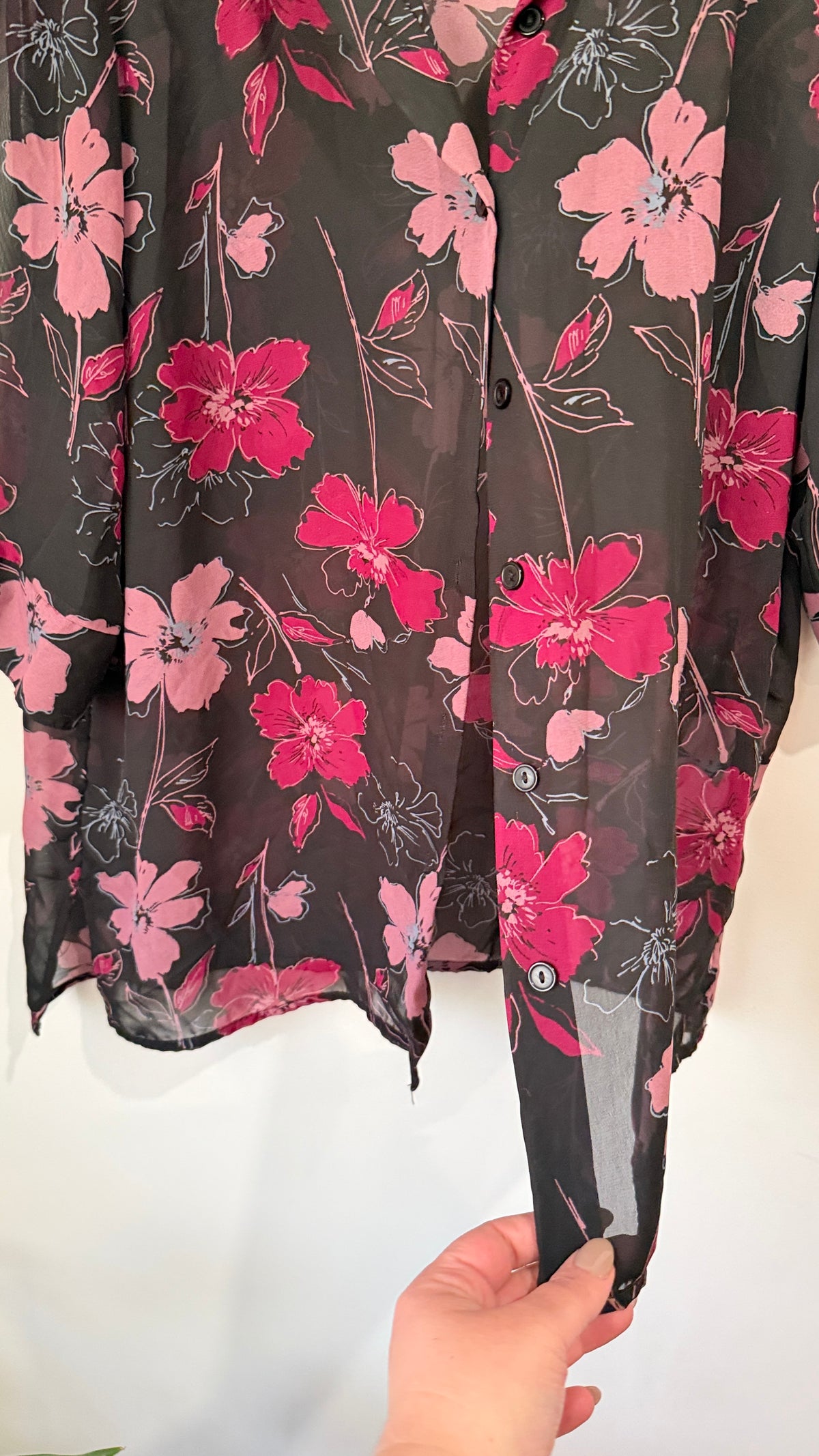Brand Unknown Size M Floral Print Sheer Top