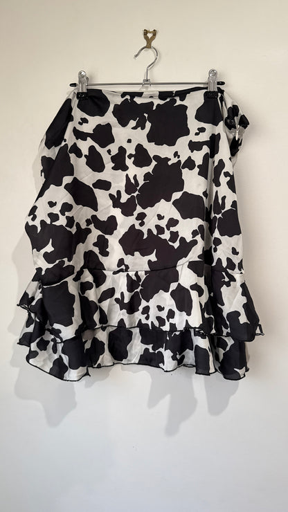 Flounce Cow Print Mini Skirt Size 24