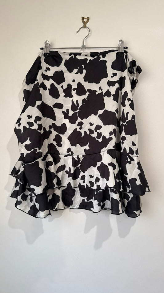 Flounce Cow Print Mini Skirt Size 24