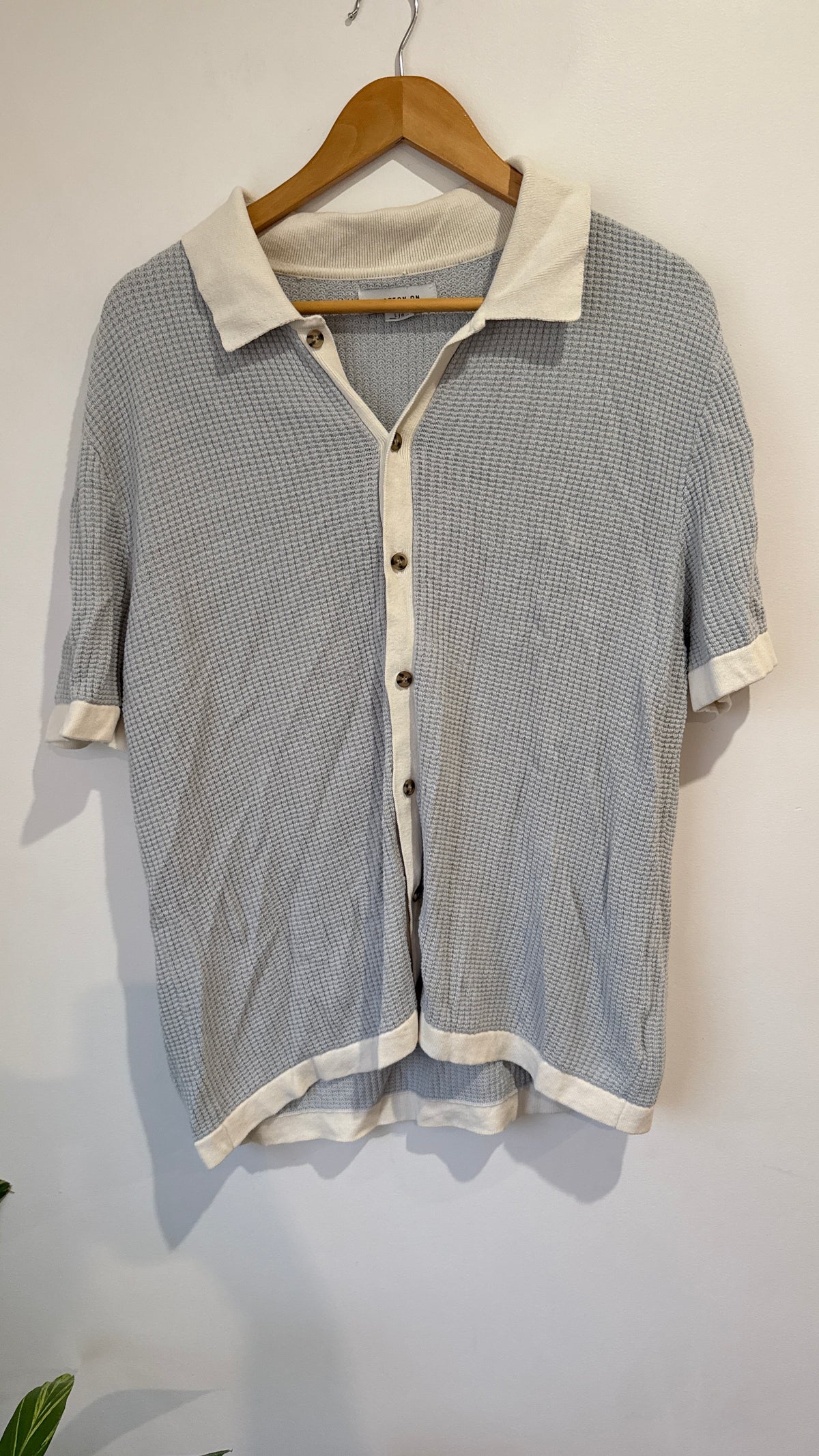 Cotton On Size L Waffle Knit Polo Shirt