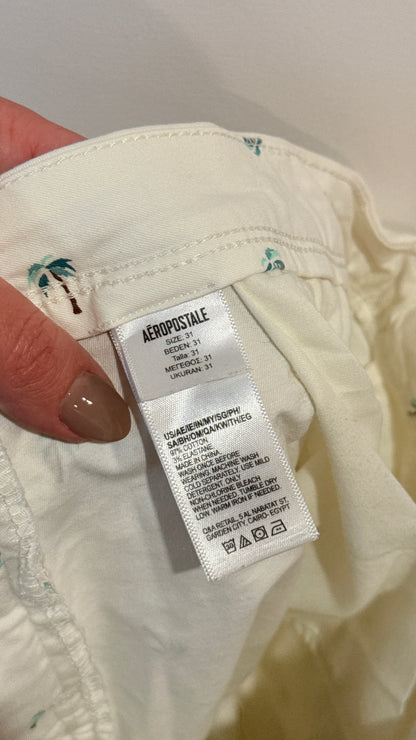 Aeropostale Size 31 | Waist 86cm Palm Tree Print Chino Shorts