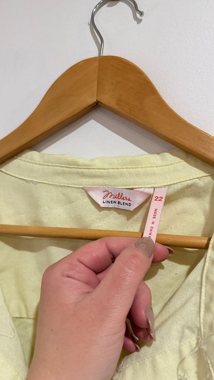 Millers Size 22 Linen Blend Button Front Shirt
