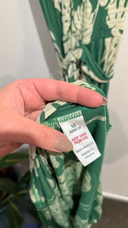 Topshop Size 10 Leaf Print Wrap Dress