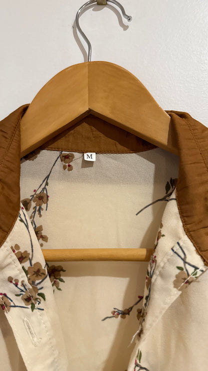 Brand Unknown Size M | U/Arm to U/Arm 47cm  Cherry Blossom Print Blouse