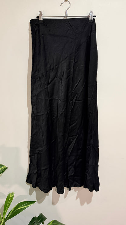 Glassons Size 14 Black Satin Maxi Skirt