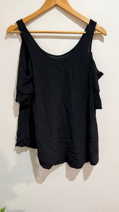 Moochi Size U/Arm to U/Arm 46cm Silk Cold Shoulder Top