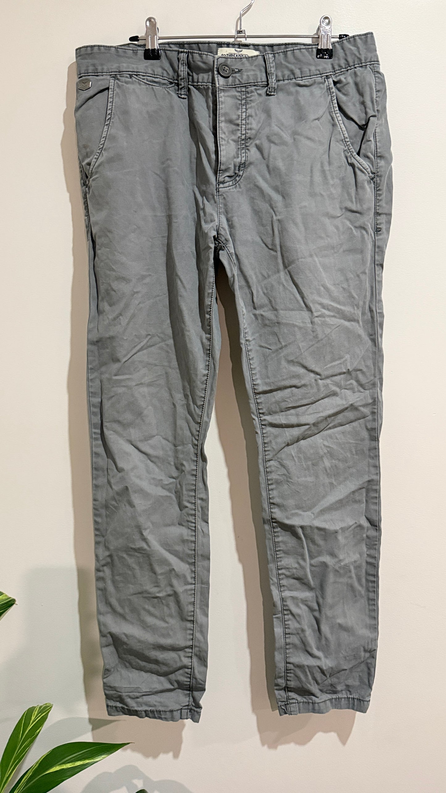 Threadbare Grey Button Fly Chinos - Size 32