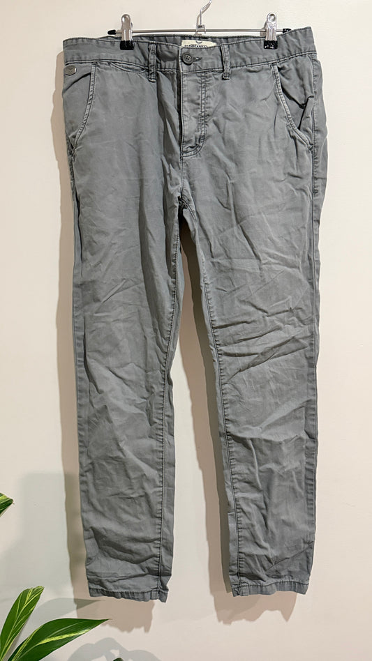 Threadbare Grey Button Fly Chinos - Size 32