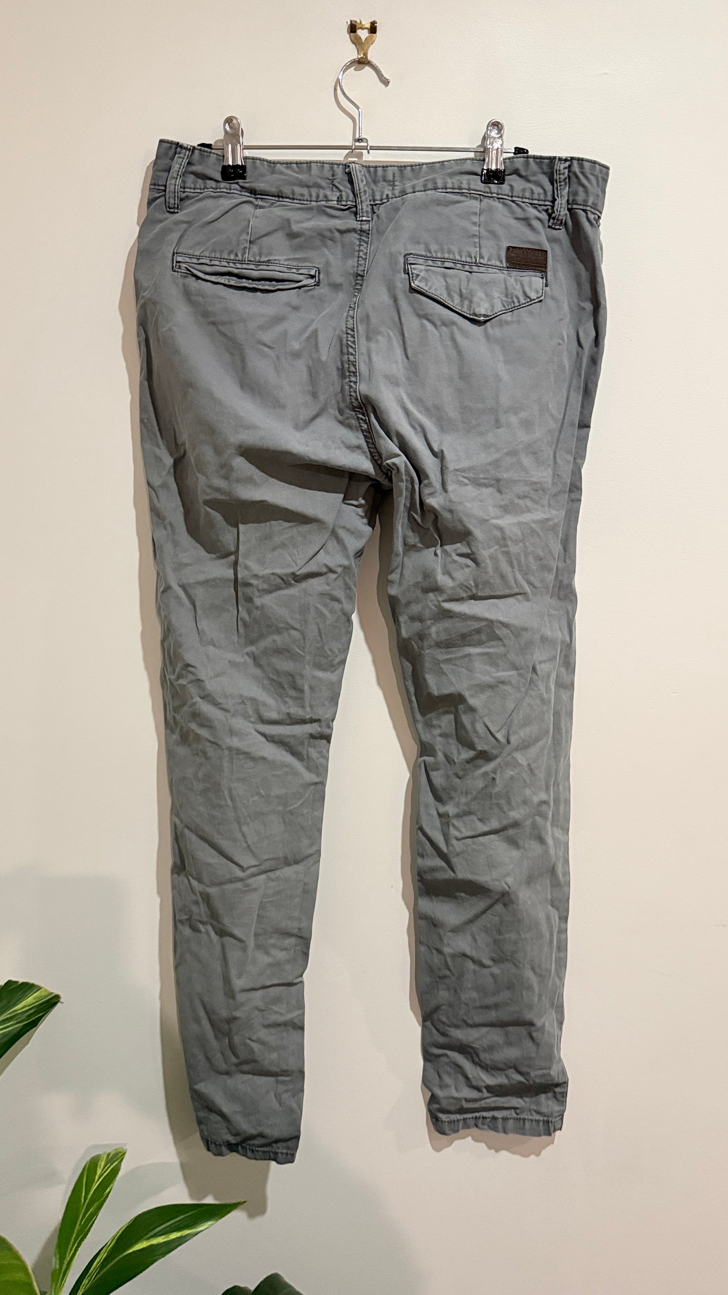 Threadbare Grey Button Fly Chinos - Size 32