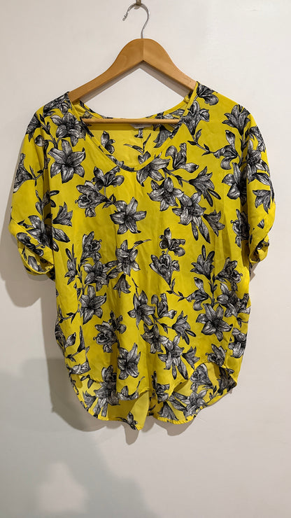 Spirit Yellow Floral Print Top - Size 10
