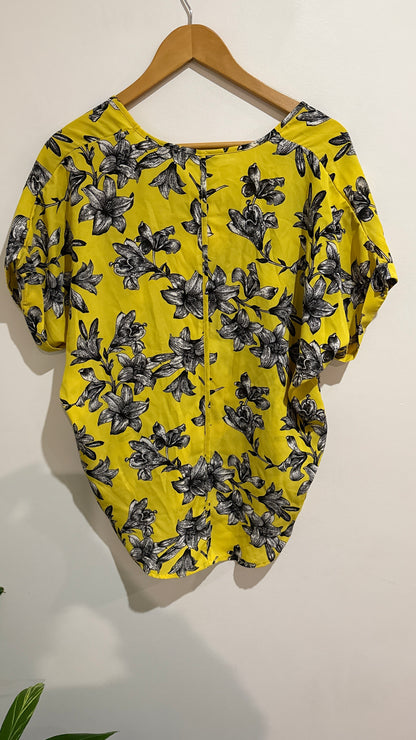 Spirit Yellow Floral Print Top - Size 10