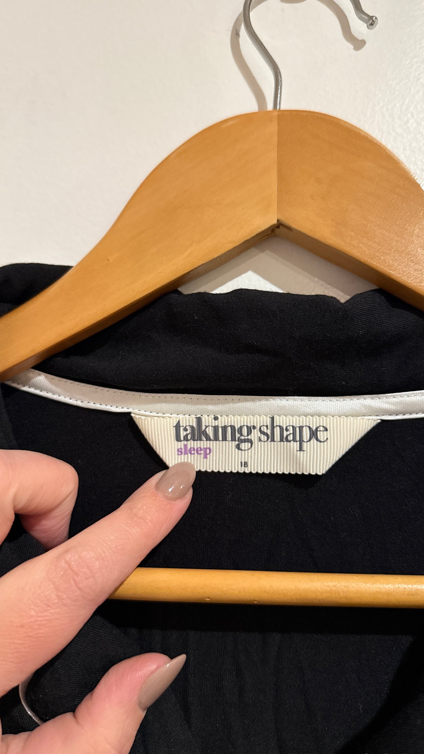 Taking Shape Sleep Black Piped Pyjama Top - Size 18