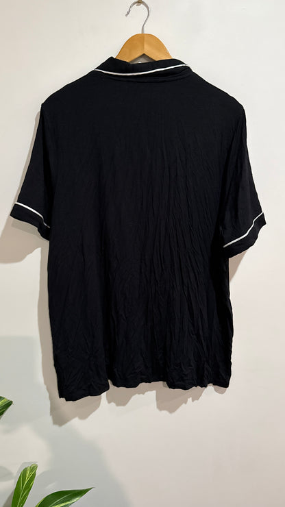 Taking Shape Sleep Black Piped Pyjama Top - Size 18
