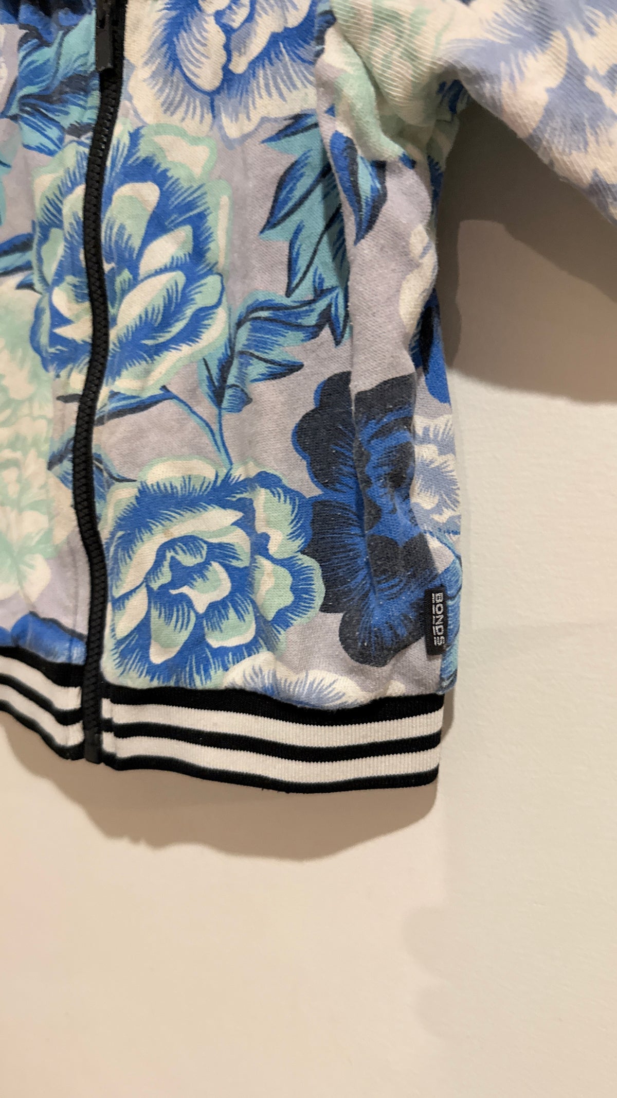 Bonds Blue Floral Zip Hoodie - Size 0 (6-12 Months)