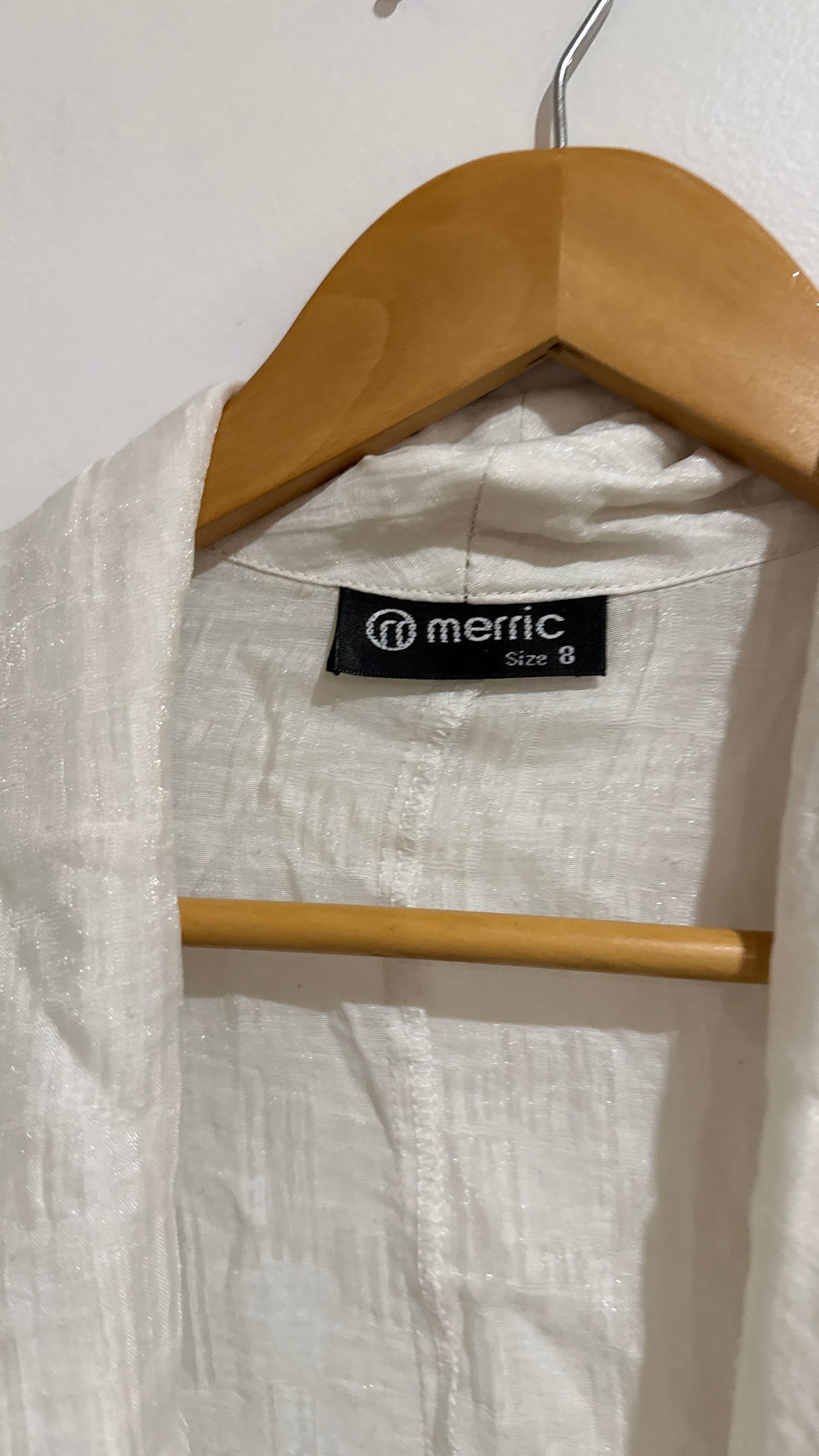 Merric White Cotton Drape Front Jacket - Size 8
