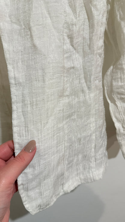 Merric White Cotton Drape Front Jacket - Size 8