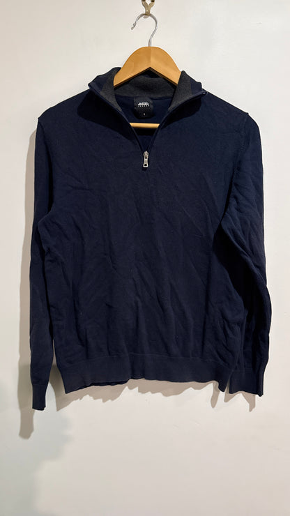Burton Menswear London Navy Quarter Zip Knit - Size S