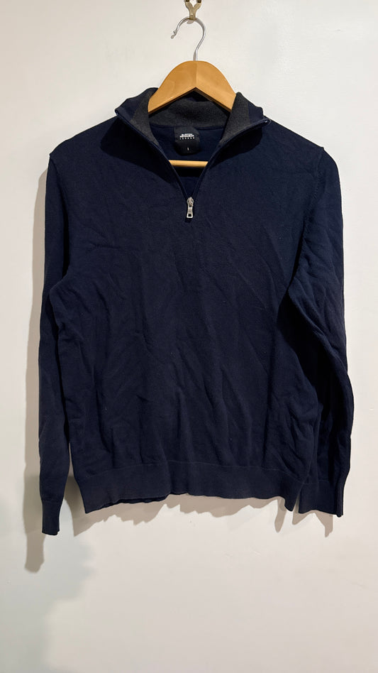 Burton Menswear London Navy Quarter Zip Knit - Size S