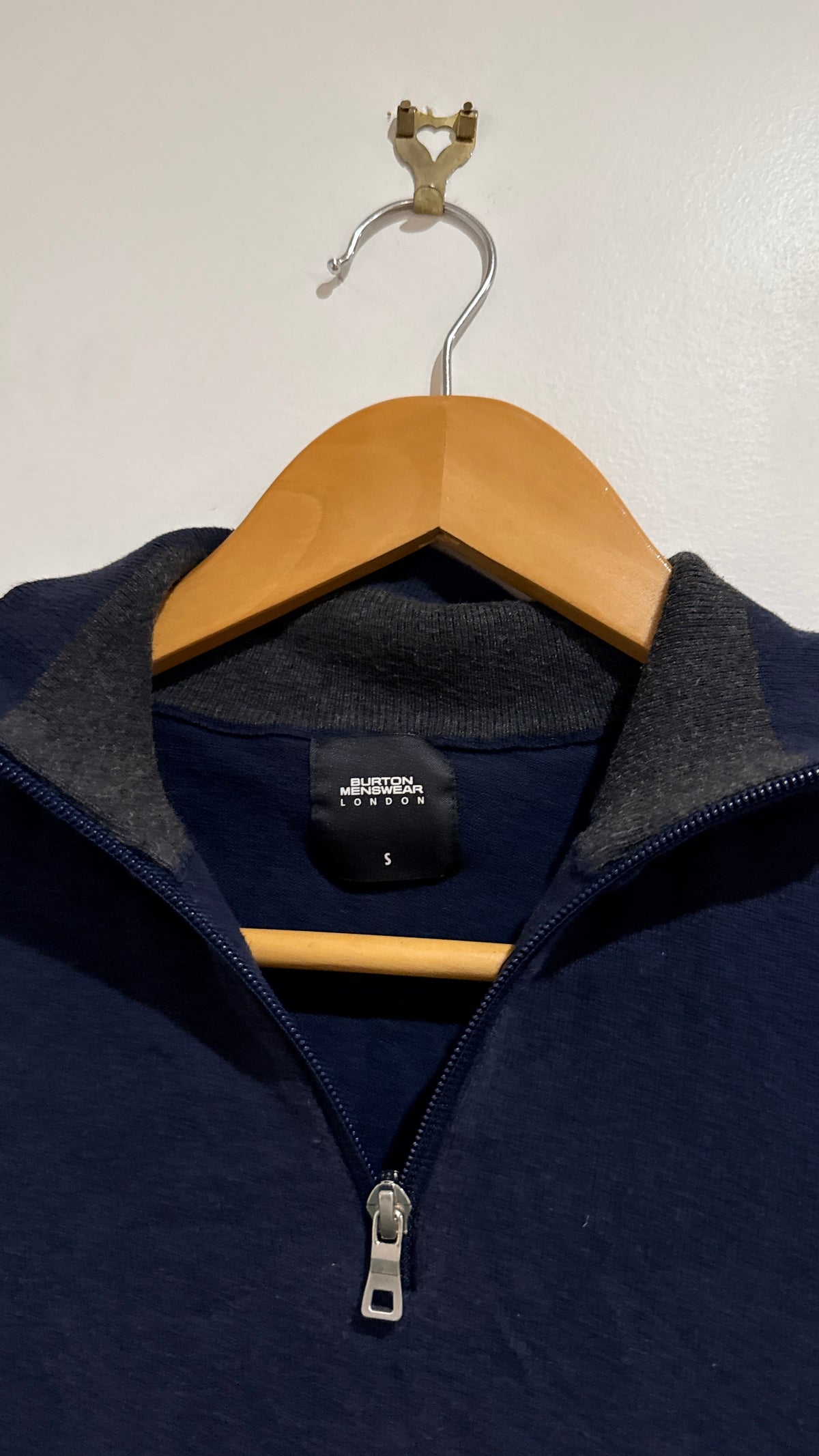 Burton Menswear London Navy Quarter Zip Knit - Size S