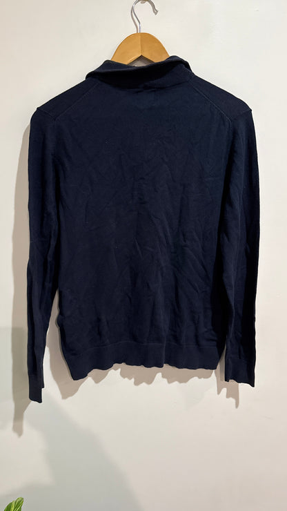Burton Menswear London Navy Quarter Zip Knit - Size S