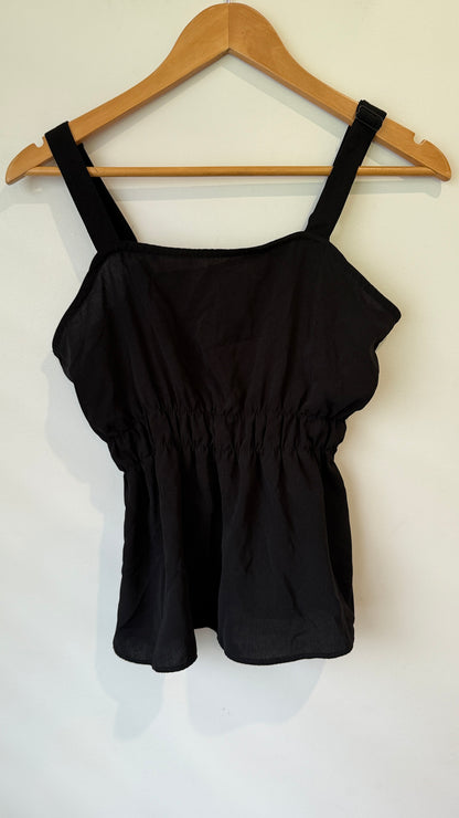 Spirit Black Strappy Peplum Top - Size 8