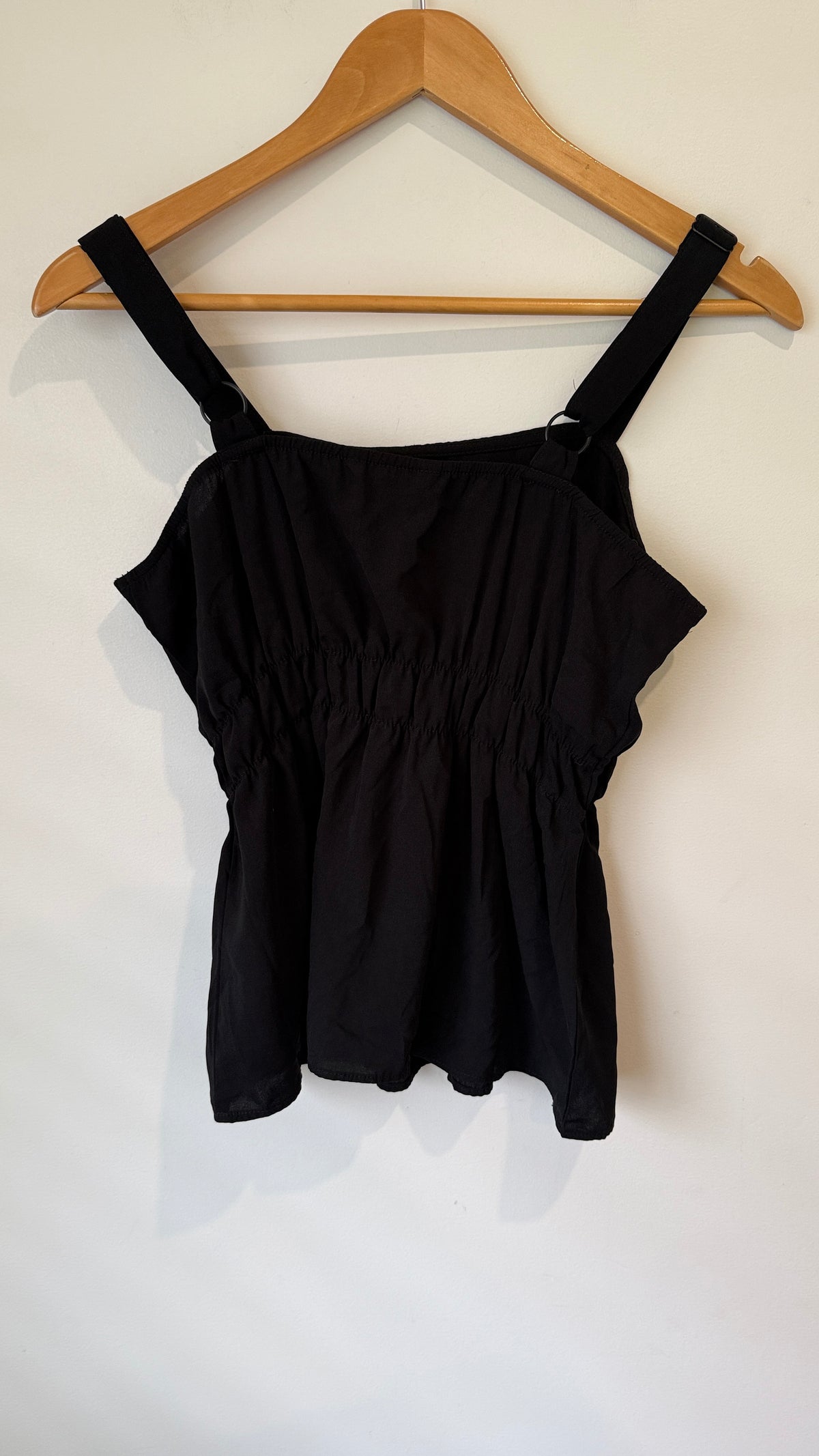 Spirit Black Strappy Peplum Top - Size 8