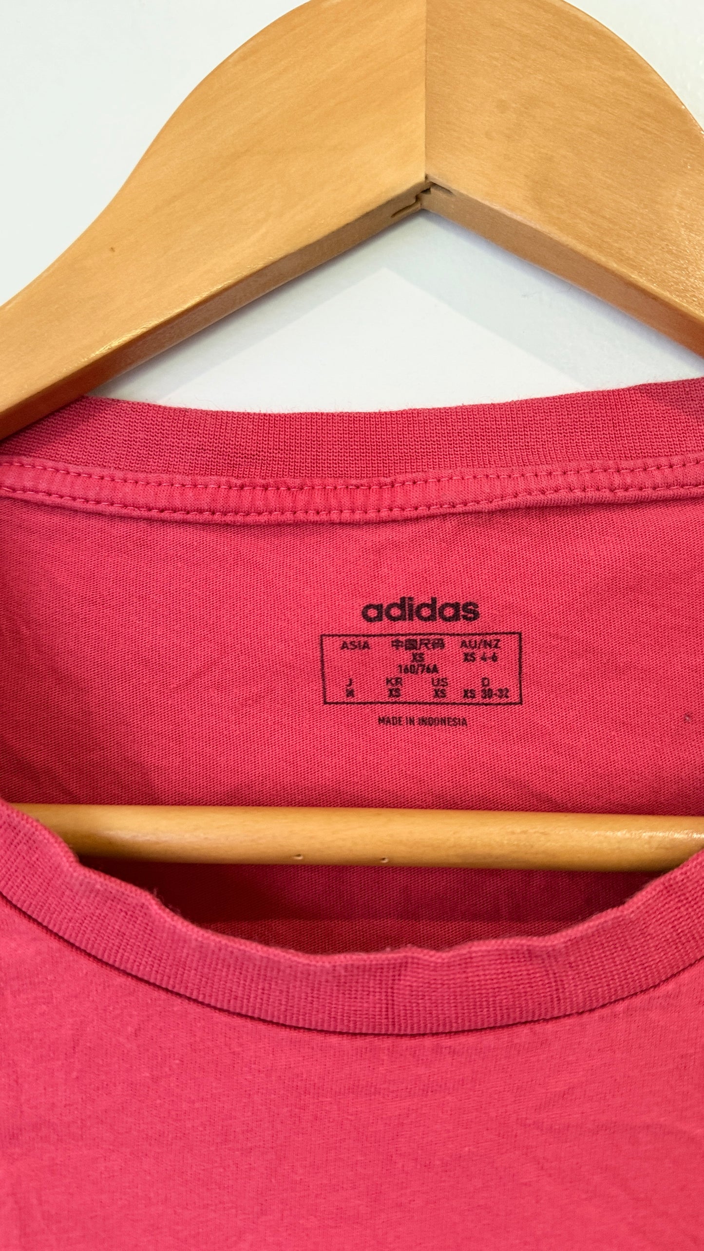 Adidas Red 3 Stripe Slim Tee - Size XS