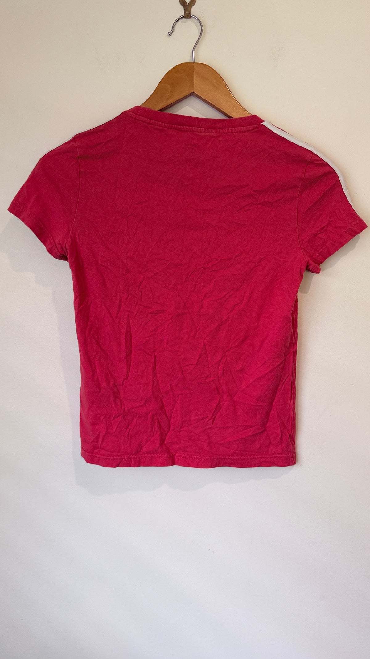 Adidas Red 3 Stripe Slim Tee - Size XS